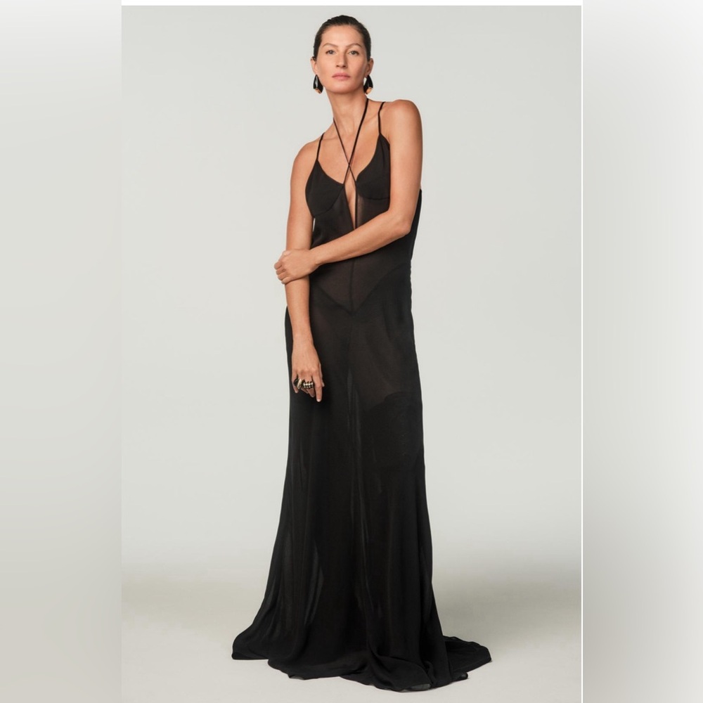 Zara Long Slip Dress X Stefano Pilati Elegant Black Evening Gown. NWT Size M.